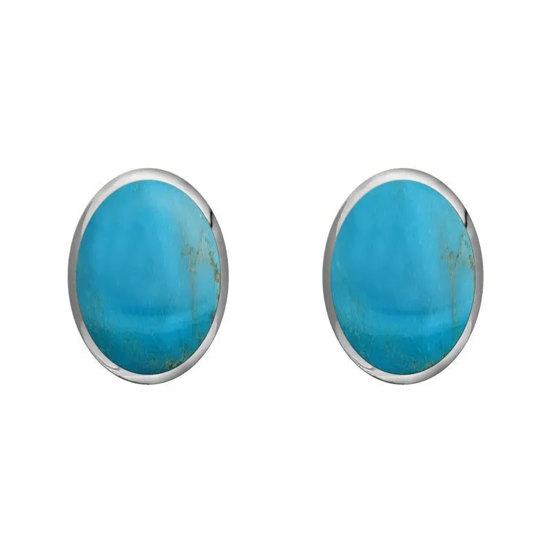 Sterling Silver Turquoise 8mm x 6mm Classic Medium Oval Stud Earrings sold by Jura Watches