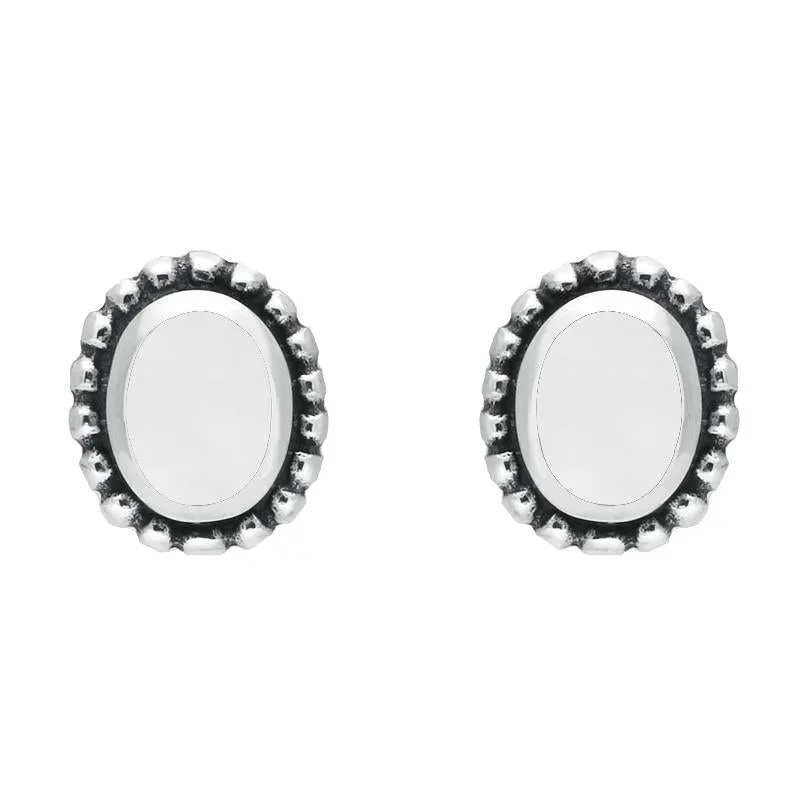Sterling Silver Bauxite Oval Bobble Edge Stud Earrings sold by Jura Watches