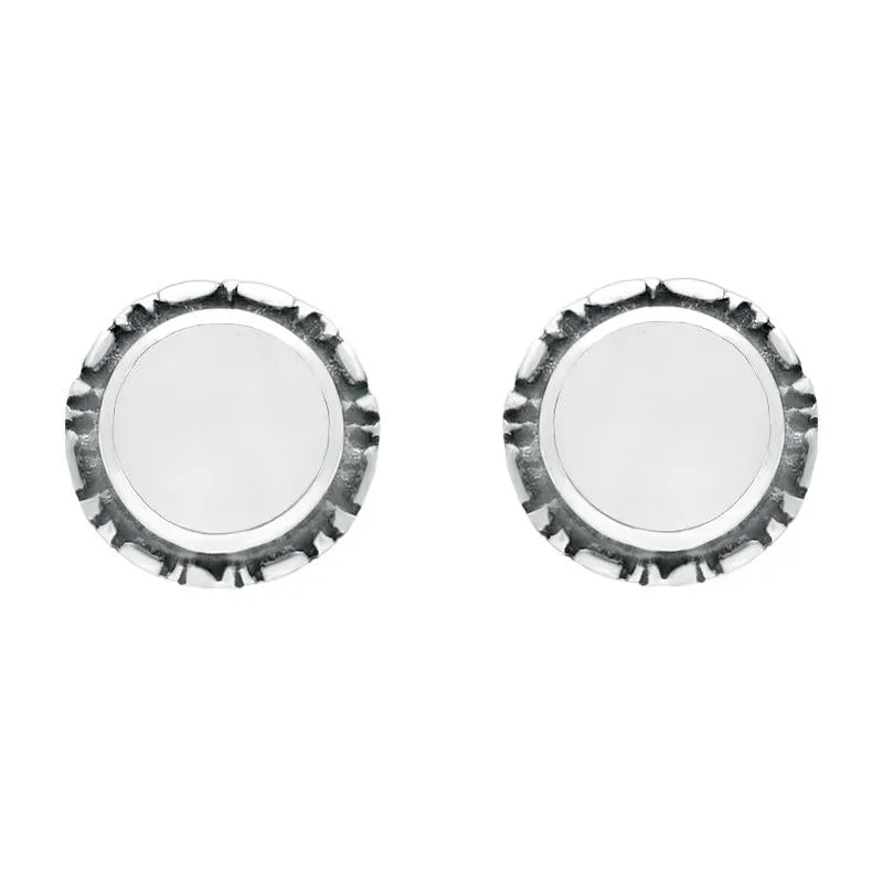 Sterling Silver Bauxite Small Round Rope Edge Stud Earrings sold by Jura Watches