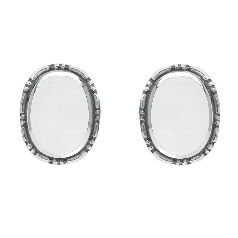 Sterling Silver Bauxite Oval Rope Edge Stud Earrings sold by Jura Watches