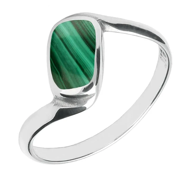 Sterling Silver Malachite Oblong Twist Shank Ring sold by Jura Watches