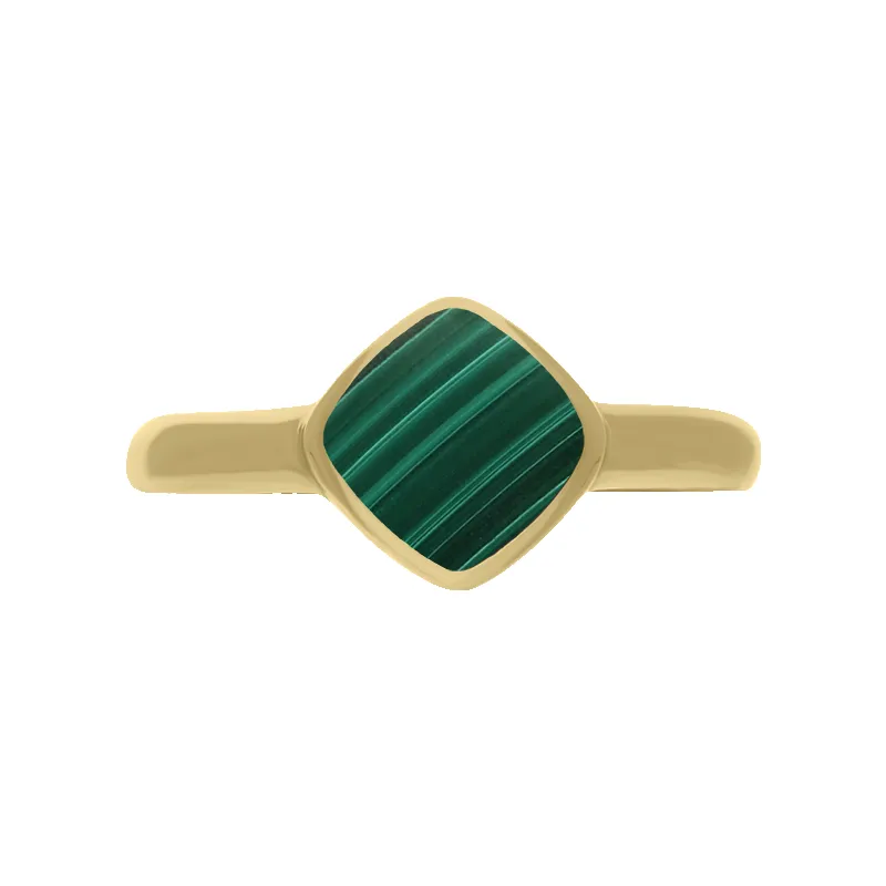 9ct Yellow Gold Malachite Cushion Ring sold by Jura Watches product image thumbnail 3