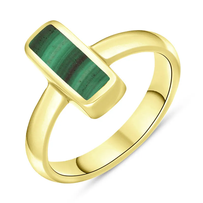 9ct Yellow Gold Malachite Dinky Oblong Ring sold by Jura Watches