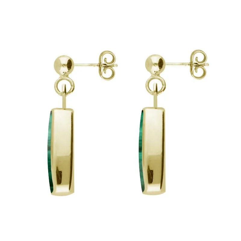 9ct Yellow Gold Malachite Oblong Drop Earrings sold by Jura Watches product image thumbnail 2