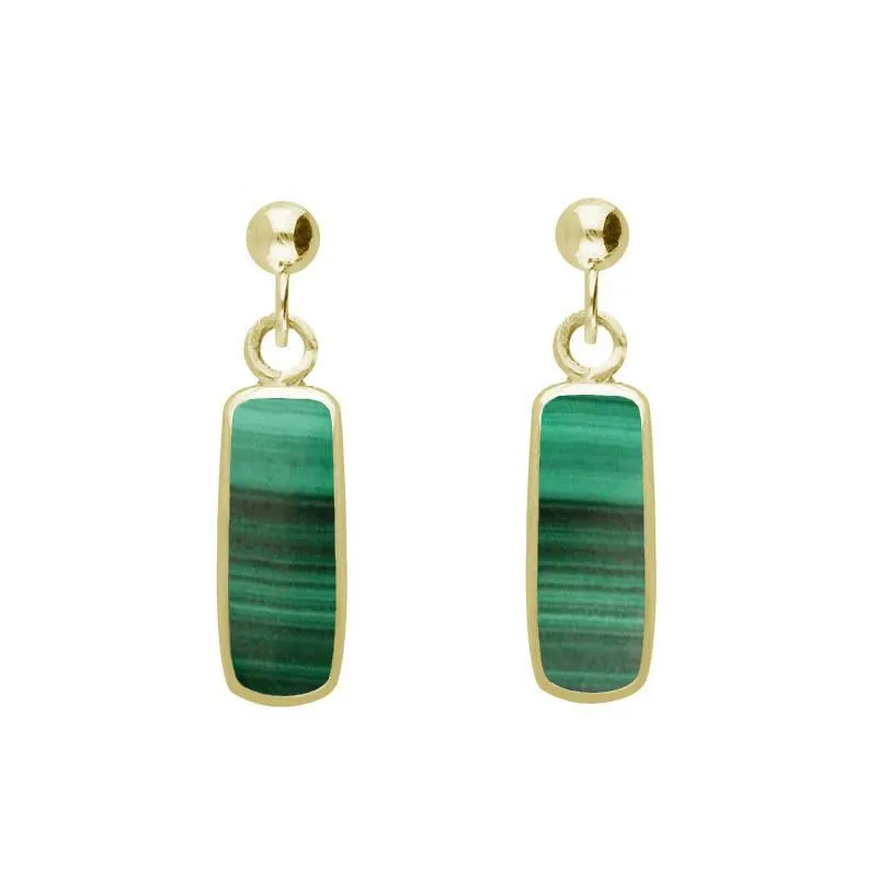 9ct Yellow Gold Malachite Oblong Drop Earrings sold by Jura Watches