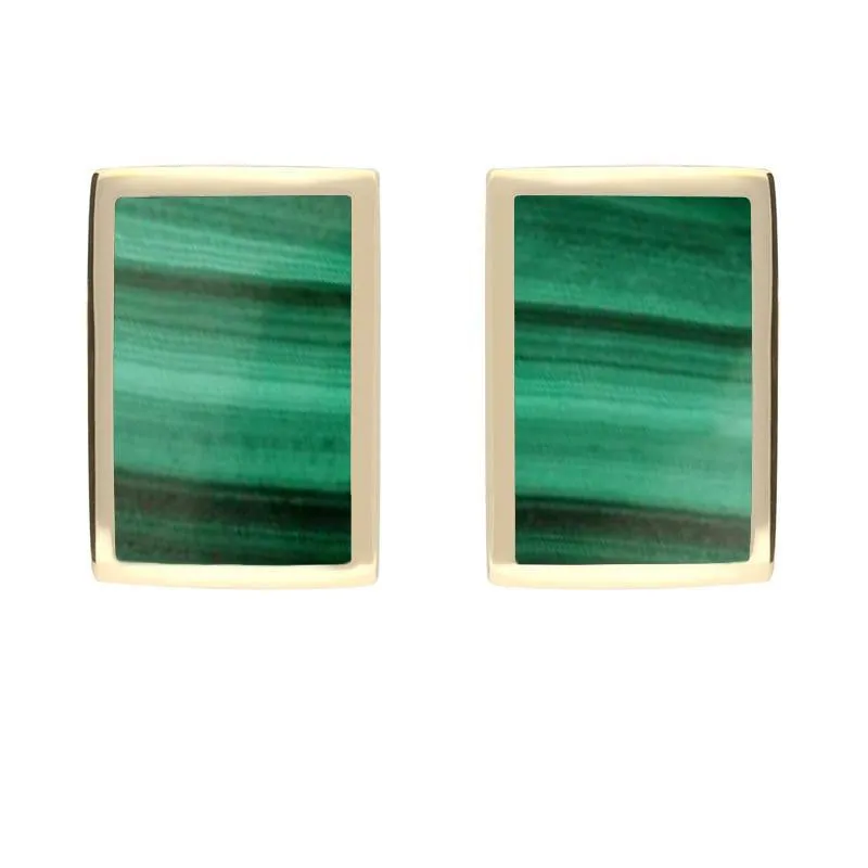 9ct Yellow Gold Malachite Flat Oblong Stud Earrings sold by Jura Watches