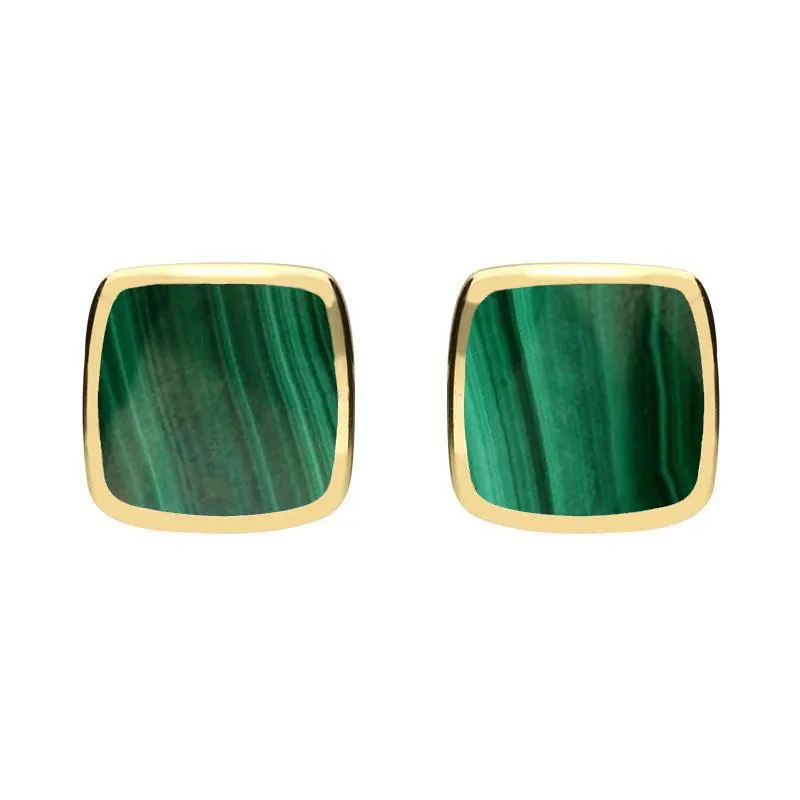 9ct Yellow Gold Malachite Dinky Cushion Stud Earrings sold by Jura Watches