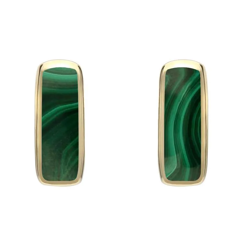 9ct Yellow Gold Malachite Dinky Oblong Stud Earrings sold by Jura Watches