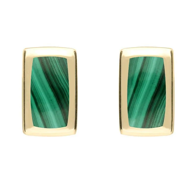 9ct Yellow Gold Malachite Small Oblong Stud Earrings sold by Jura Watches
