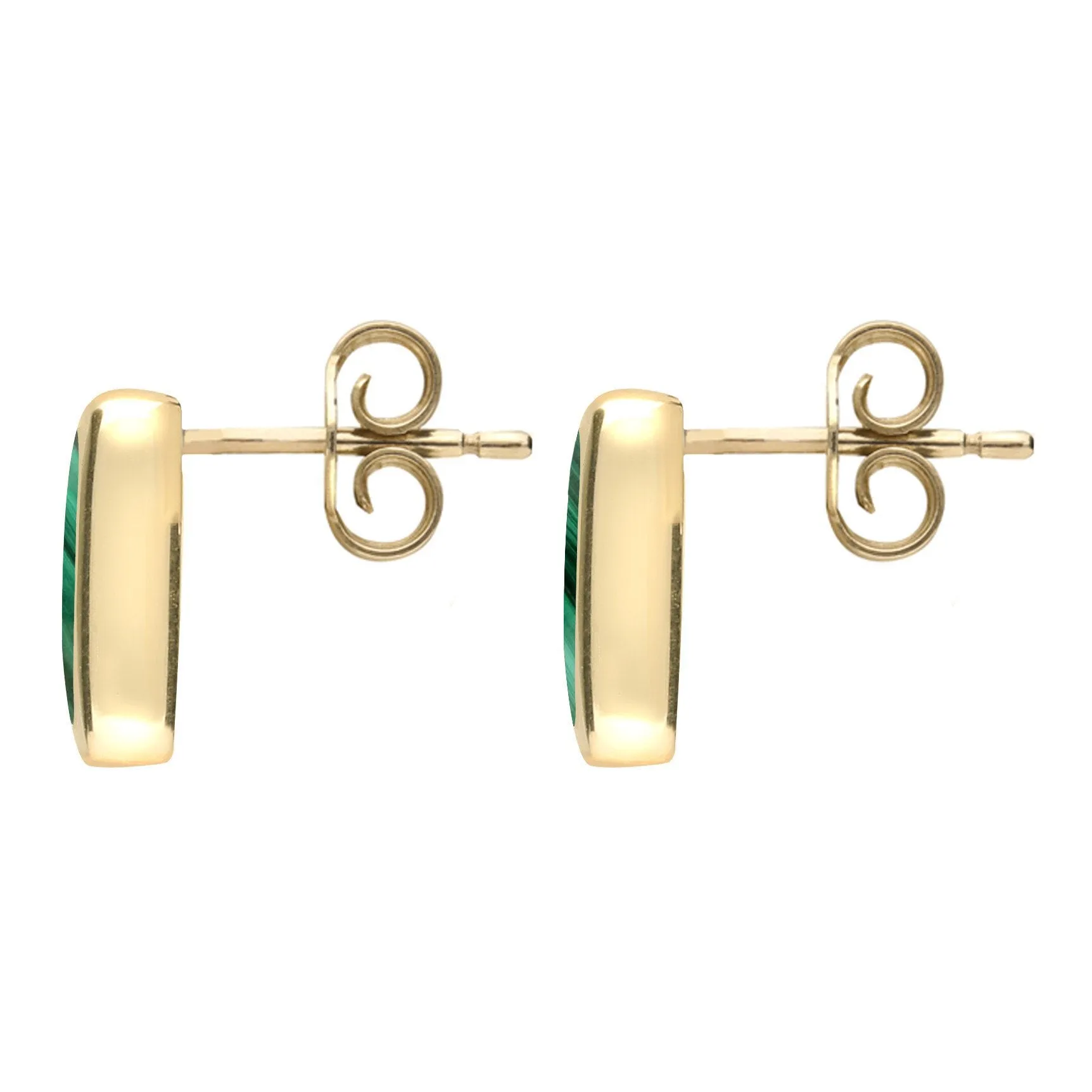 9ct Yellow Gold Malachite Small Oblong Stud Earrings sold by Jura Watches product image thumbnail 2
