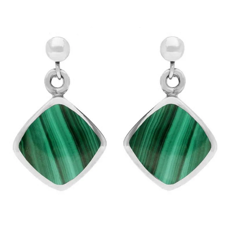Sterling Silver Malachite Dinky Drop Earrings sold by Jura Watches
