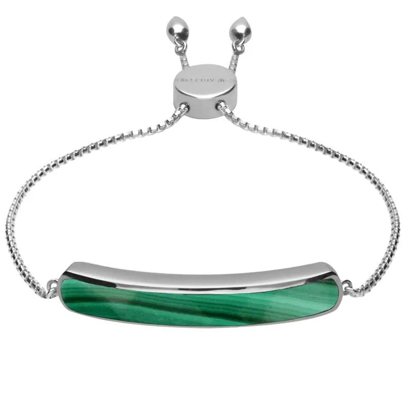 Sterling Silver Malachite Lineaire Long Bracelet sold by Jura Watches