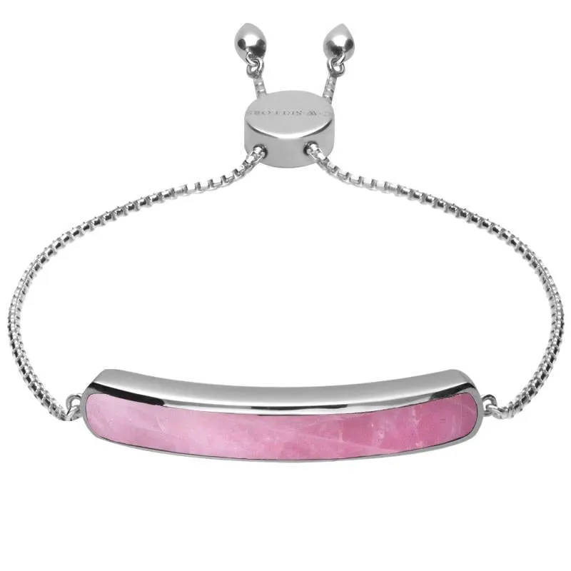 Sterling Silver Rose Quartz Lineaire Long Bracelet sold by Jura Watches
