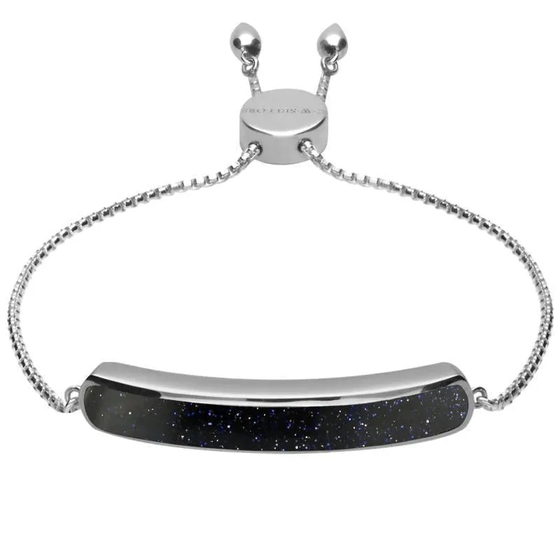 Sterling Silver Blue Goldstone Lineaire Long Bracelet sold by Jura Watches