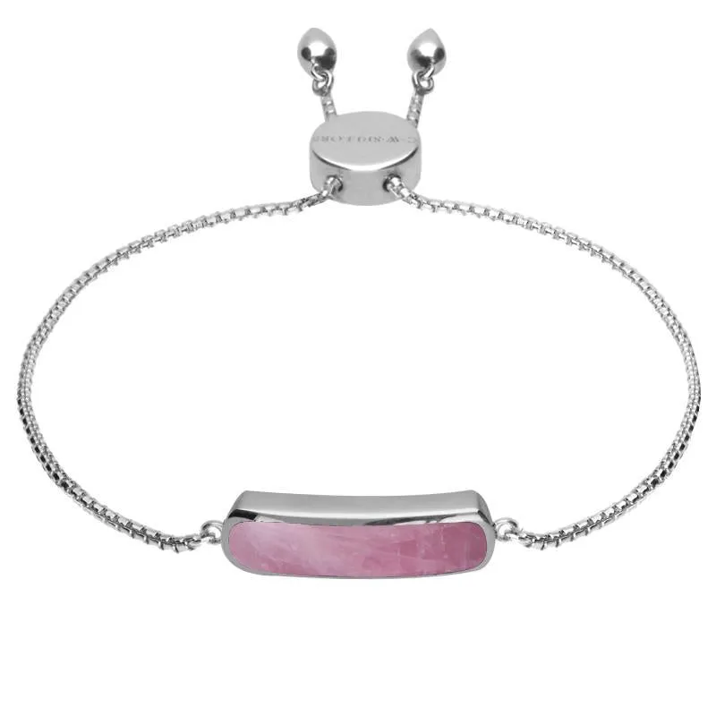 Sterling Silver Rose Quartz Lineaire Petite Bracelet sold by Jura Watches