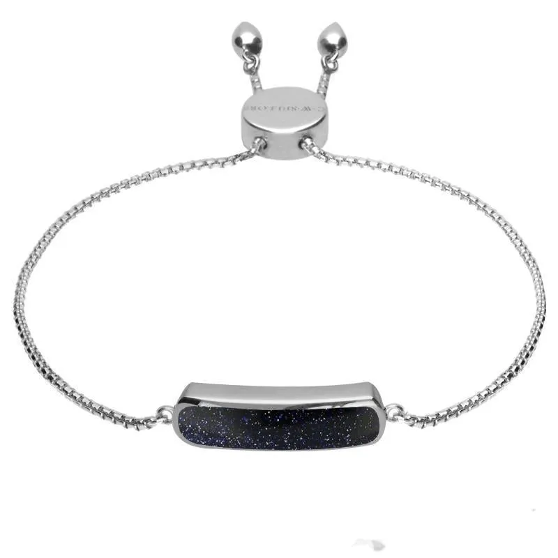 Sterling Silver Blue Goldstone Lineaire Petite Bracelet sold by Jura Watches