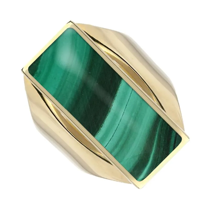 9ct Yellow Gold Malachite Medium Oblong Ring sold by Jura Watches