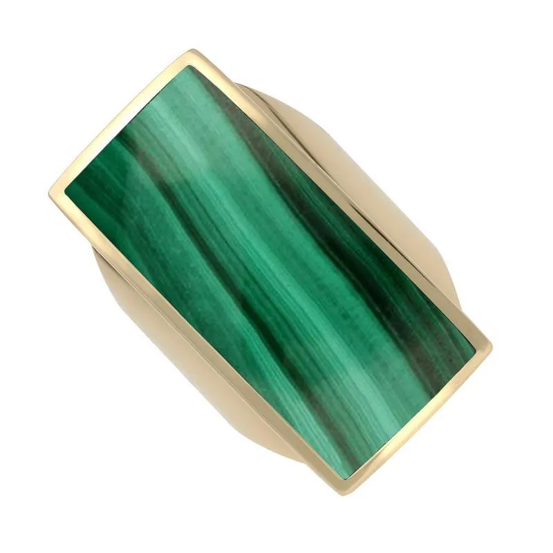 9ct Yellow Gold Malachite Large Oblong Ring sold by Jura Watches