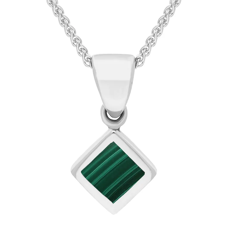 Sterling Silver Malachite Dinky Square Necklace sold by Jura Watches