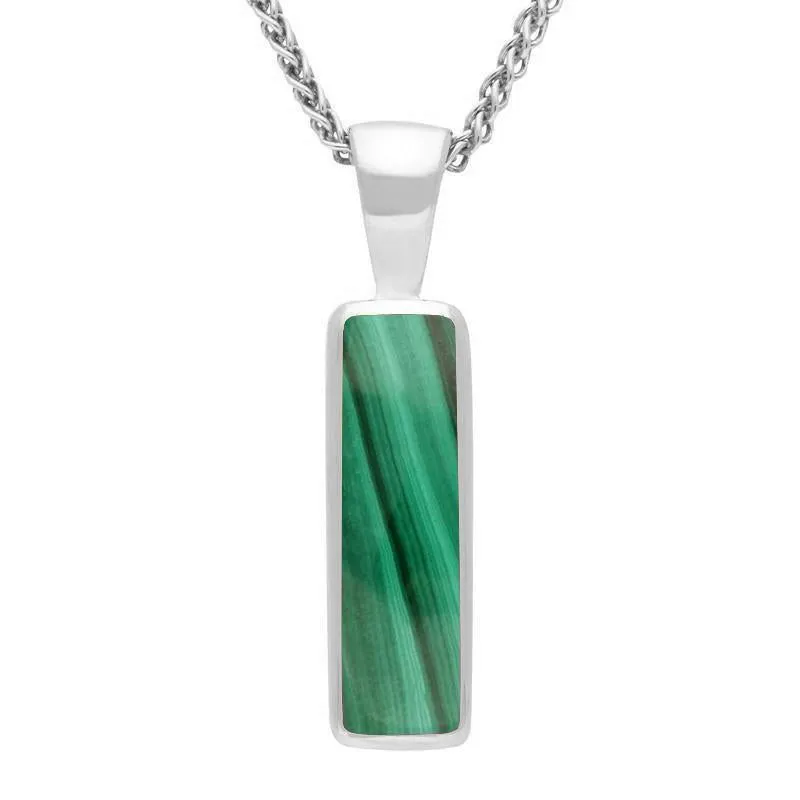 Sterling Silver Malachite Small Oblong Necklace sold by Jura Watches