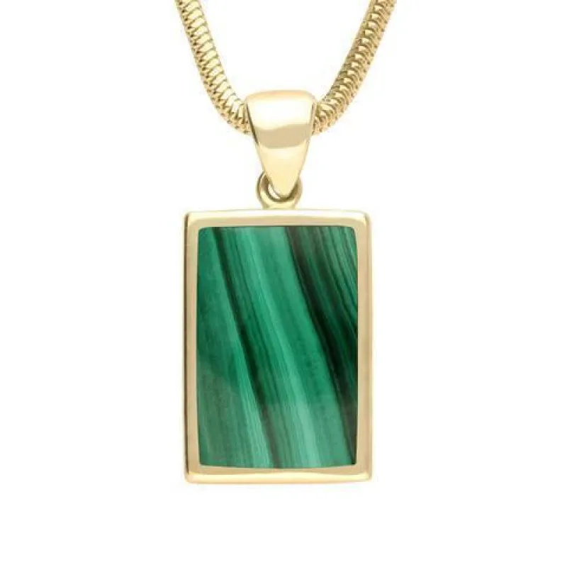9ct Yellow Gold Malachite Flat Oblong Classic Necklace sold by Jura Watches