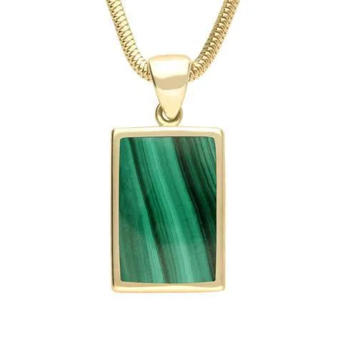 9ct Yellow Gold Malachite Flat Oblong Classic Necklace sold by Jura Watches