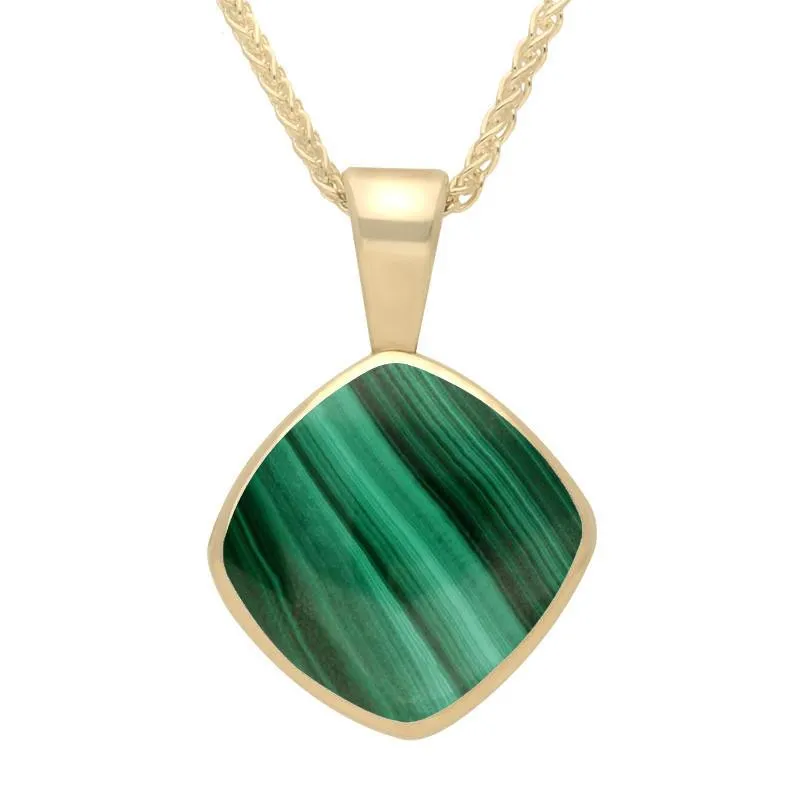 9ct Yellow Gold Malachite Cushion Shaped Square Necklace sold by Jura Watches