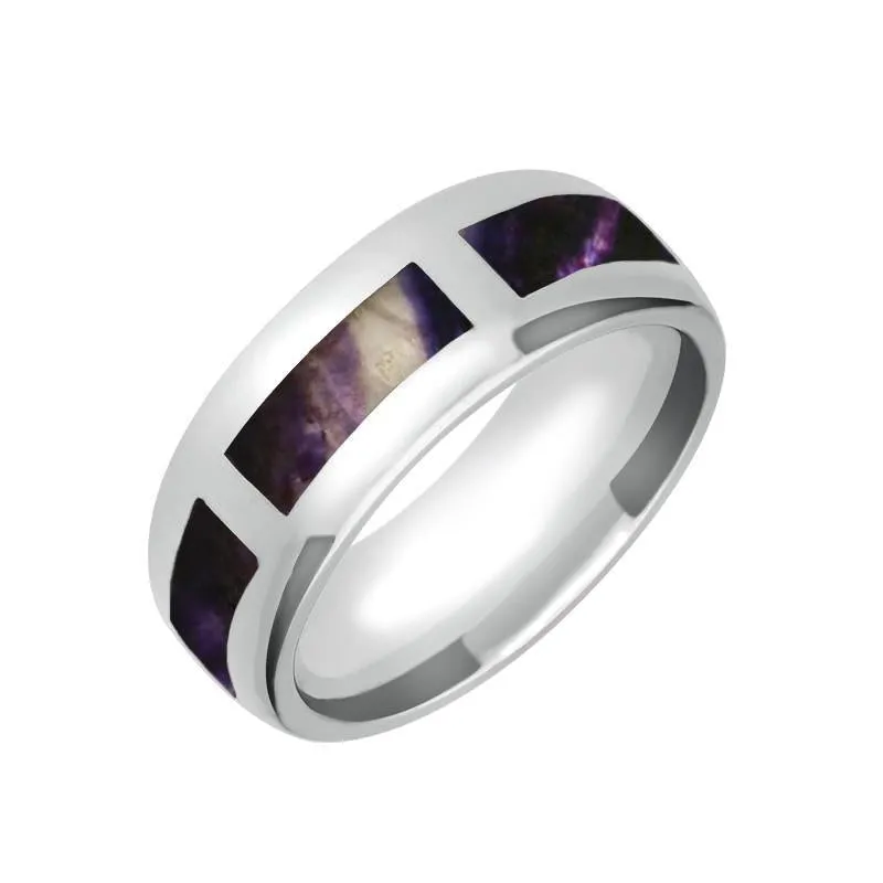 Sterling Silver Blue John Gap 8mm Wedding Band Ring sold by Jura Watches