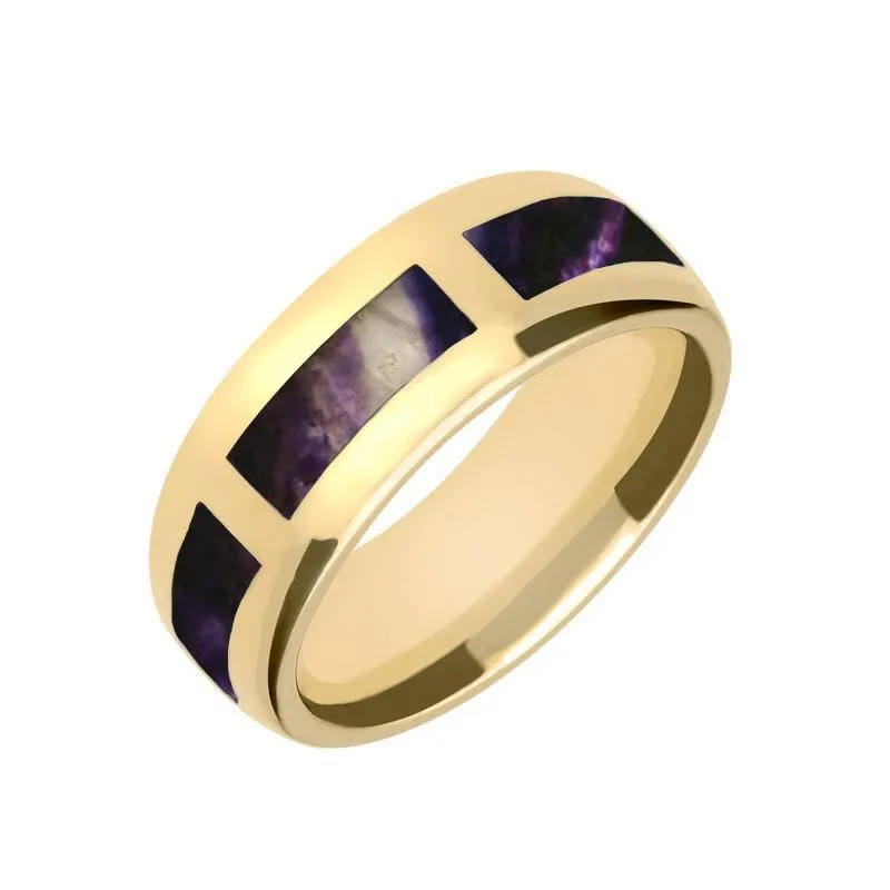 9ct Yellow Gold Blue John Gap 8mm Wedding Band Ring sold by Jura Watches