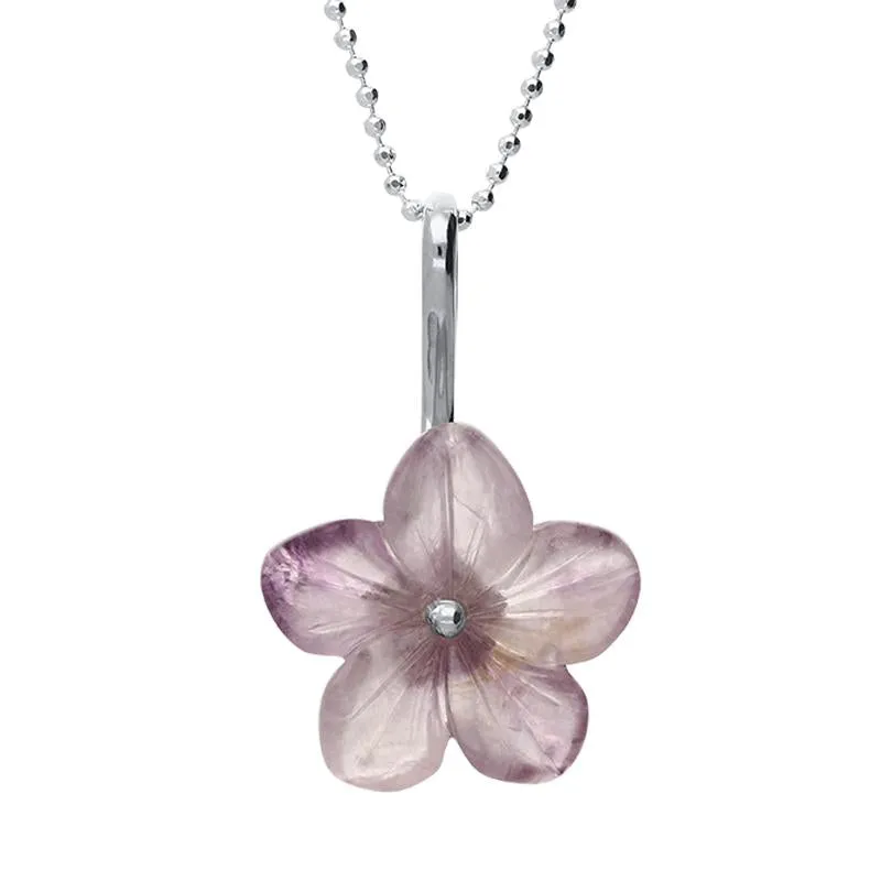 Sterling Silver Blue John Tuberose 20mm Pansy Necklace sold by Jura Watches