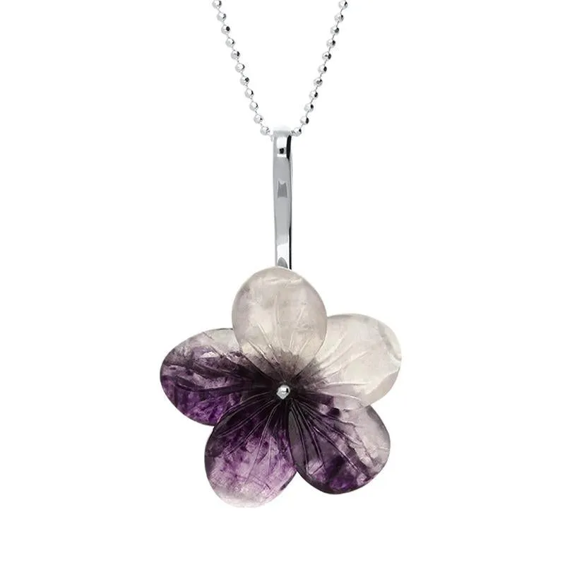 Sterling Silver Blue John Tuberose 27mm Pansy Necklace sold by Jura Watches
