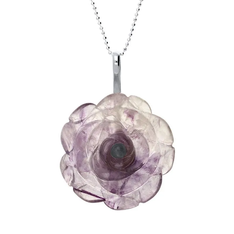 Sterling Silver Blue John Tuberose 35mm Rose Necklace sold by Jura Watches