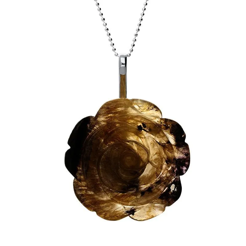 Sterling Silver Blue John Tuberose 37mm Rose Necklace sold by Jura Watches