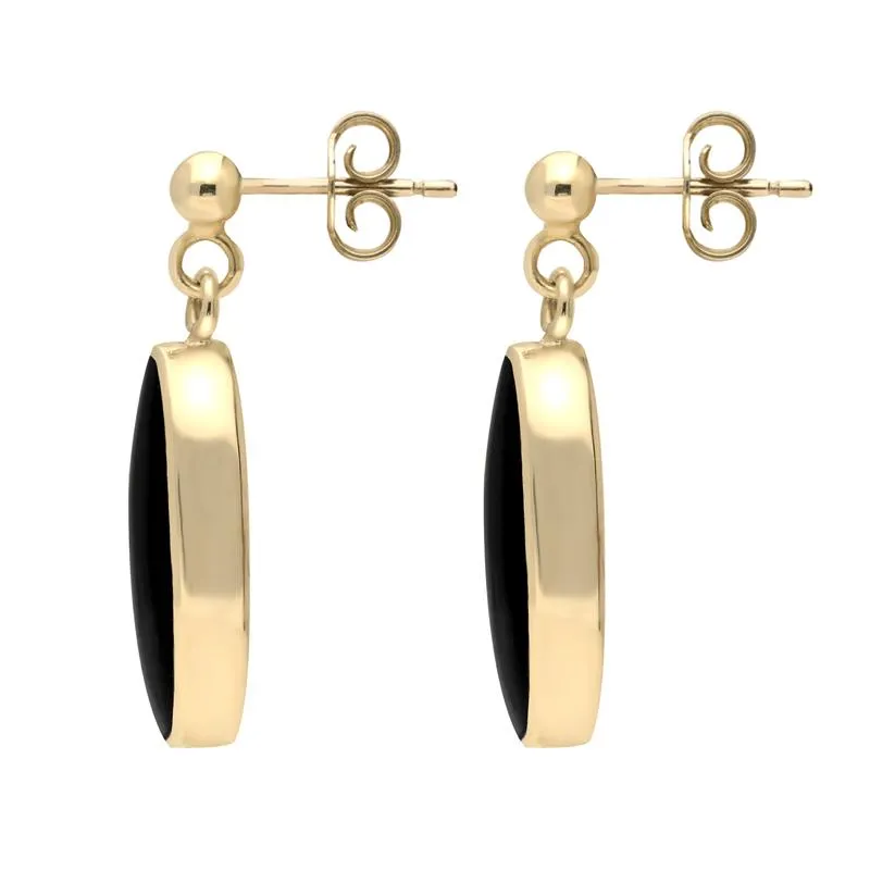 9ct Yellow Gold Whitby Jet Light Long Oval Drop Earrings sold by Jura Watches product image thumbnail 2