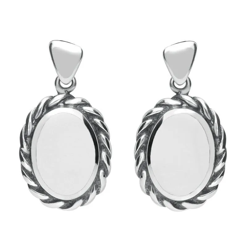 Sterling Silver Bauxite Oval Rope Edge Triangle Bail Drop Earrings sold by Jura Watches