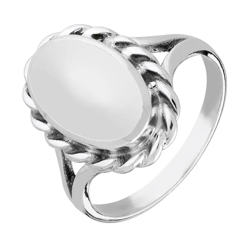 Sterling Silver Bauxite Heavy Oval Rope Edge Ring sold by Jura Watches