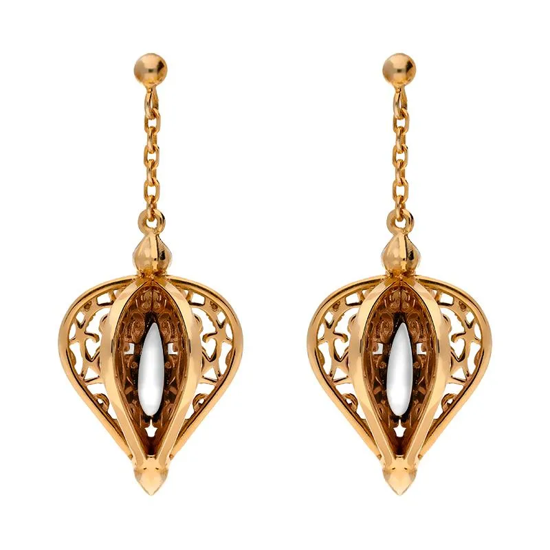 9ct Rose Gold Bauxite Flore Filigree Drop Earrings sold by Jura Watches