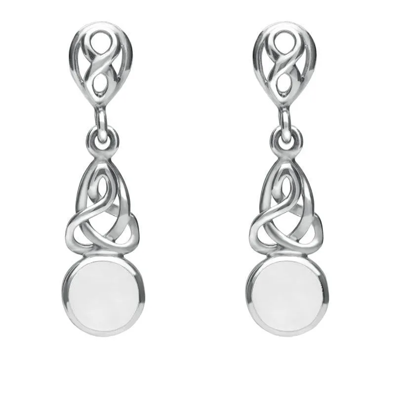 Sterling Silver Bauxite Round Celtic Dropper Earrings sold by Jura Watches