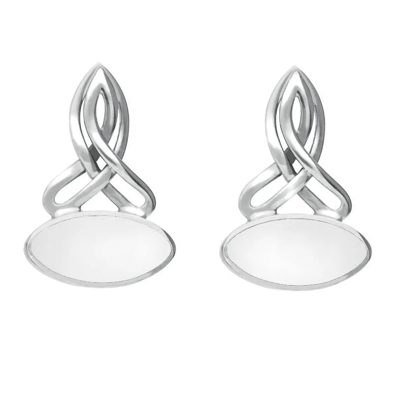 Sterling Silver Bauxite Wide Marquise Celtic Stud Earrings sold by Jura Watches