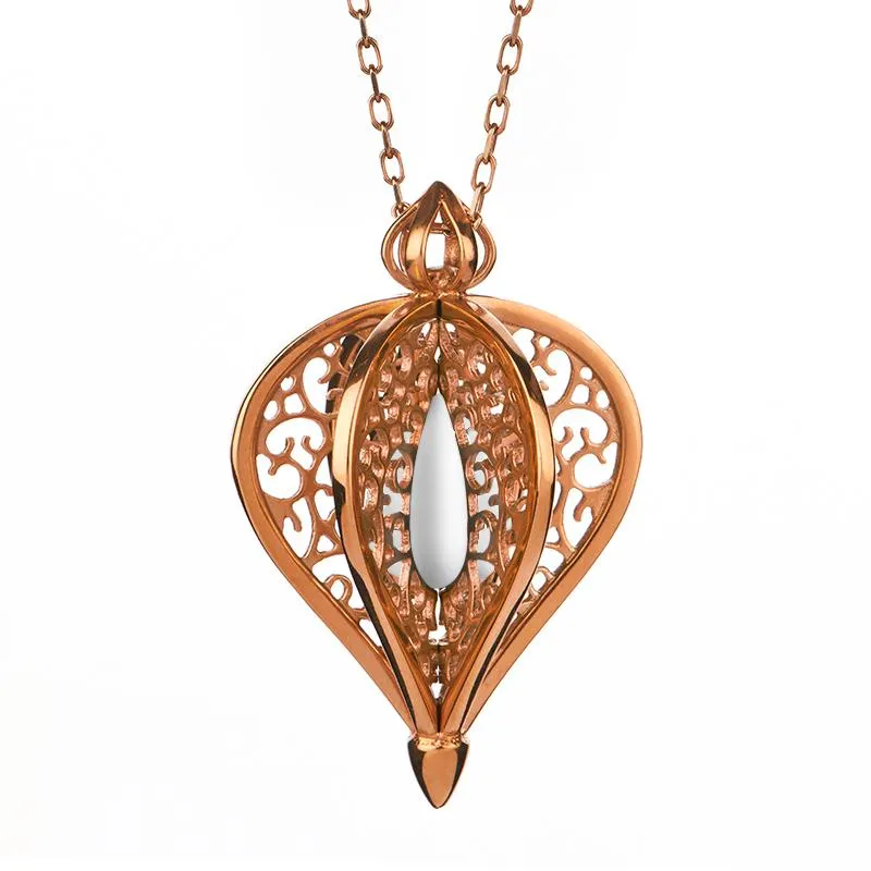 9ct Rose Gold Bauxite Flore Filigree Small Necklace sold by Jura Watches