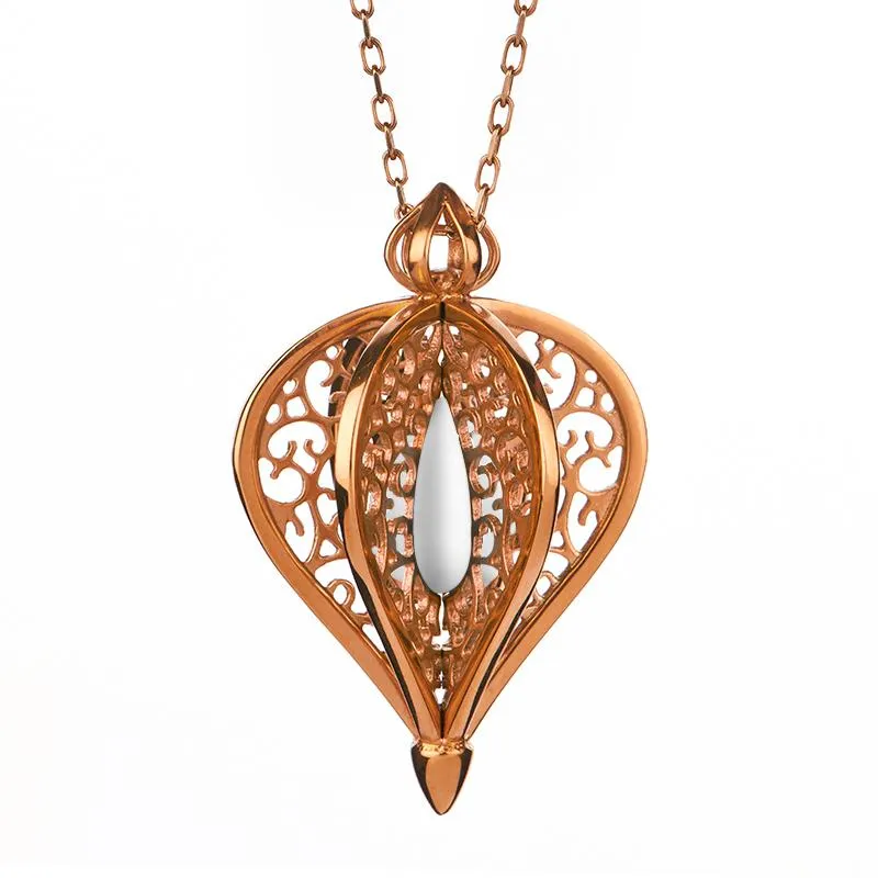 Rose Gold Plated Sterling Silver Bauxite Flore Filigree Small Necklace sold by Jura Watches