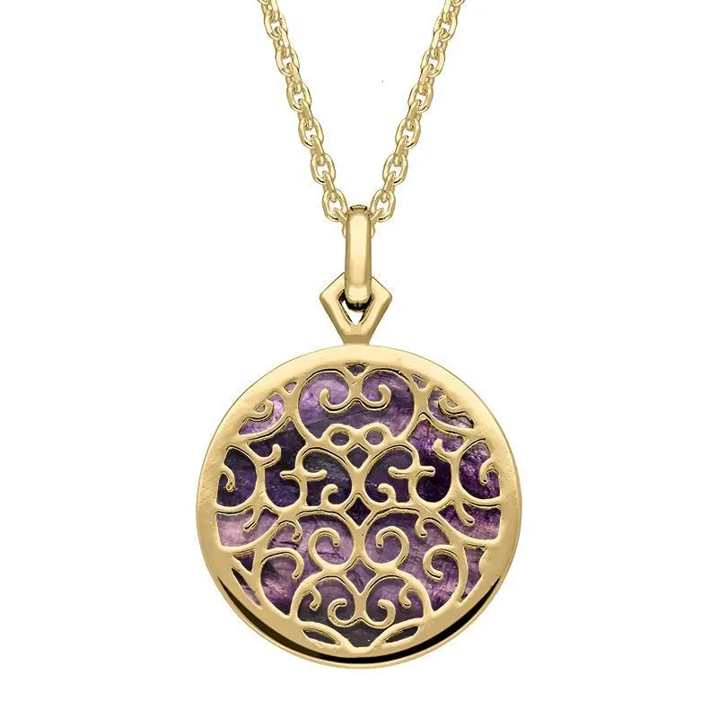 9ct Yellow Gold Blue John Flore Filigree Necklace sold by Jura Watches