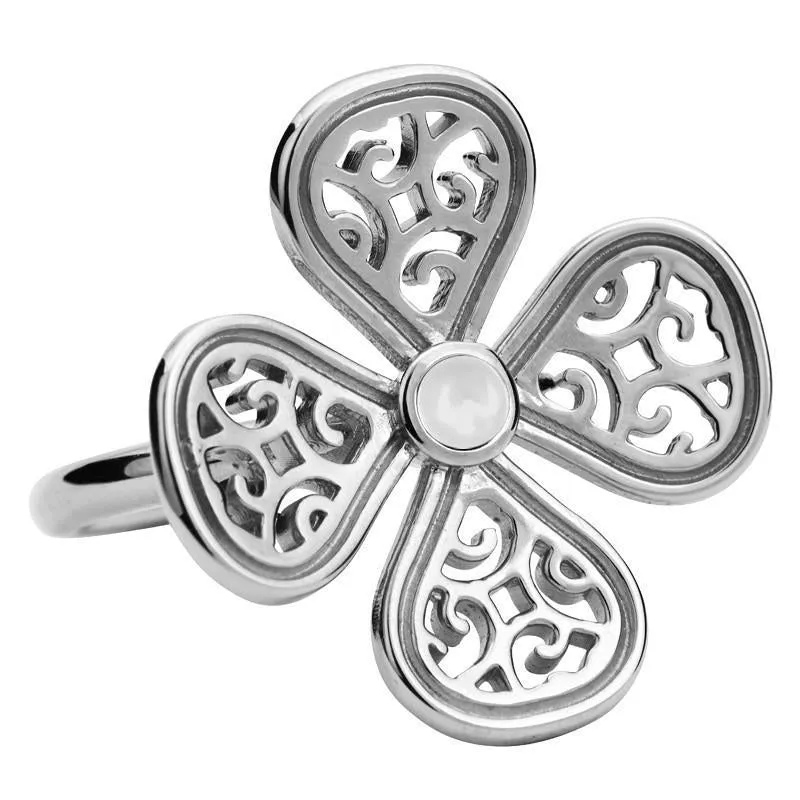 Sterling Silver Bauxite Flore Four Petal Filigree Ring sold by Jura Watches