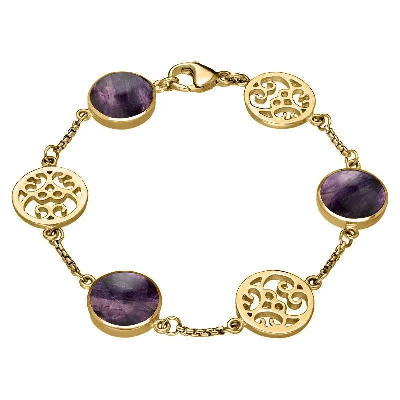 9ct Yellow Gold Blue John Flore Filigree Bracelet sold by Jura Watches