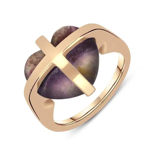 9ct Rose Gold Blue John Cross Heart Ring sold by Jura Watches