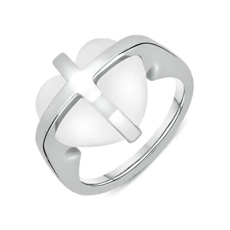 Sterling Silver Bauxite Cross Heart Ring sold by Jura Watches