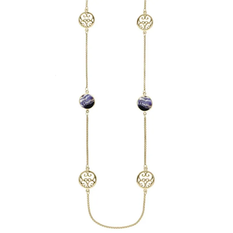9ct Yellow Gold Blue John Flore Filigree Single Row Necklace sold by Jura Watches