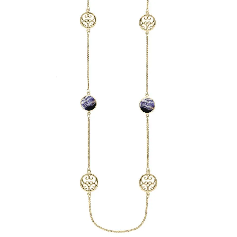 9ct Yellow Gold Blue John Flore Filigree Single Row Necklace sold by Jura Watches