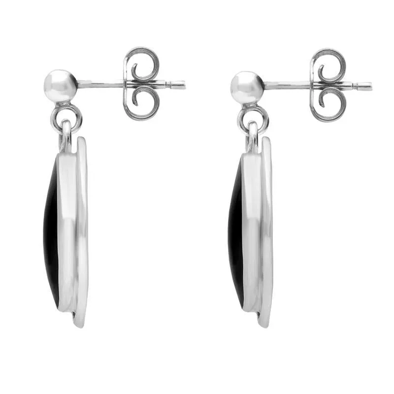 Sterling Silver Whitby Jet Ribbed Oval Drop Earrings sold by Jura Watches product image thumbnail 2
