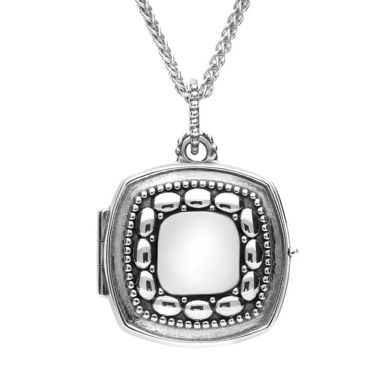 Sterling Silver Bauxite Cushion Shaped Beaded Edge Locket sold by Jura Watches